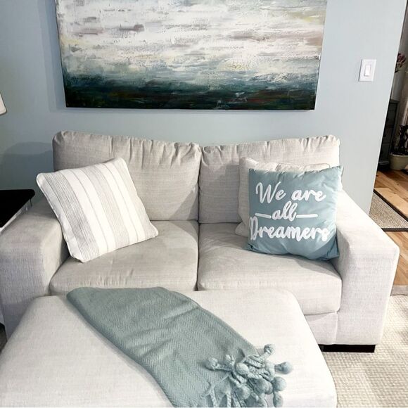 Set of 2 Upholstered Ivory and Tan 20”x20” Throw Pillows from Ashley Furniture - Picture 7 of 10